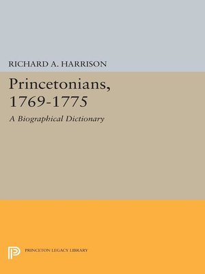 cover image of Princetonians, 1769-1775